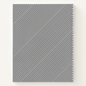 薄い白黒のストライプ |レトロスタイルのイニシャル ノートブック (裏面)