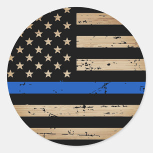 薄い素朴ブルーラインアメリカ旗警察クラシック ラウンドシール