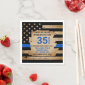 薄い素朴ブルーライン警察の退職パーティー スタンダードカクテルナプキン (インサイチュ)