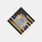 薄い素朴ブルーライン警察の退職パーティー スタンダードカクテルナプキン (角)