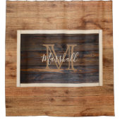 薄い素朴木目トーンモノグラム長方形 シャワーカーテン (正面)