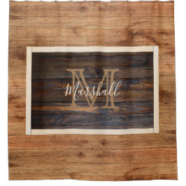 薄い素朴木目トーンモノグラム長方形 シャワーカーテン