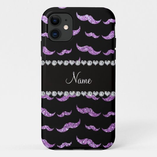 薄い紫パーソナライズされたのグリッターの口ひげ Case-Mate iPhoneケース (裏面)