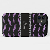 薄い紫パーソナライズされたのグリッターの口ひげ Case-Mate iPhoneケース (裏面(横))