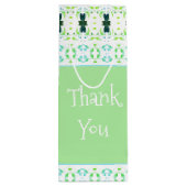 薄い緑かわいらしパターン（の模様が）ある ワインギフトバッグ (裏面)