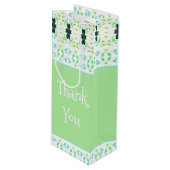 薄い緑かわいらしパターン（の模様が）ある ワインギフトバッグ (正面アングル)