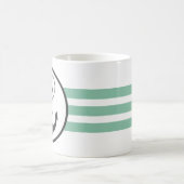 薄い緑とネイビーブルーの航海のいかり コーヒーマグカップ (中央)