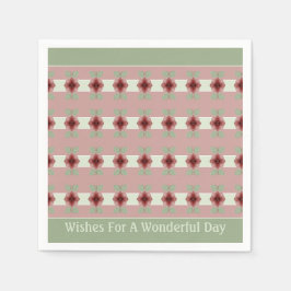 薄い緑とピン スタンダードカクテルナプキン