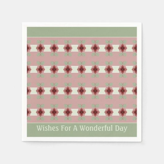 薄い緑とピン スタンダードカクテルナプキン (正面)