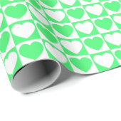 薄い緑と白市松模様にとハート ラッピングペーパー (ロールコーナー)