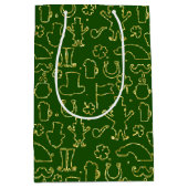 薄い緑のアイルランド風の輪郭を持つ緑 ミディアムペーパーバッグ (正面)