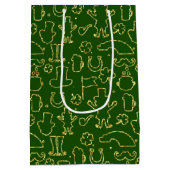 薄い緑のアイルランド風の輪郭を持つ緑 ミディアムペーパーバッグ (裏面)