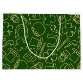 薄い緑のアイルランド風の輪郭を持つ緑 ラージペーパーバッグ (裏面)