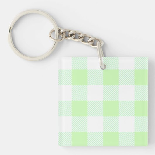 薄い緑のギンガムチェックパターン キーホルダー (正面)
