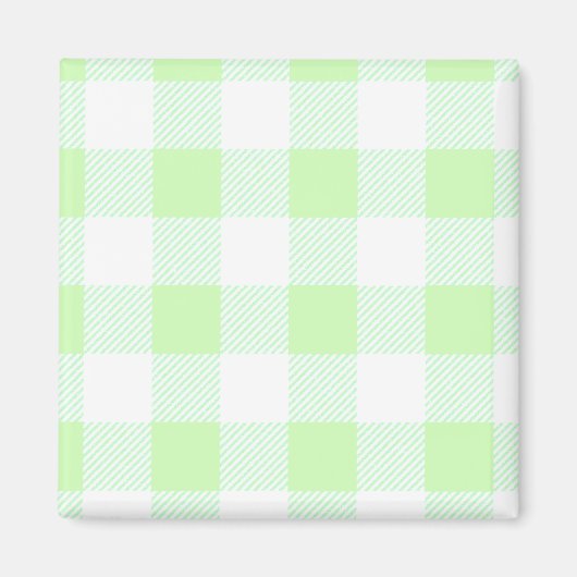 薄い緑のギンガムチェックパターン マグネット (正面)