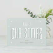 薄い緑のクリスマスツリー　レトロな星　フラット　フォト シーズンカード (スタンド正面)