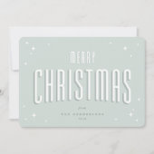 薄い緑のクリスマスツリー　レトロな星　フラット　フォト シーズンカード (正面)