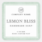 薄い緑のテクスチ縁どャーの正方形の製品ラベル スクエアシール (正面)