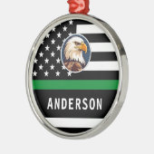 薄い緑のラインFロパーソナライズされたゴ陸軍軍隊 メタルオーナメント (左)