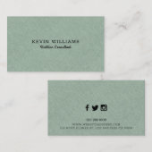 薄い緑のリネンフェイクテクスチャ背景 名刺 (正面/裏面)