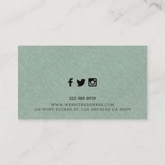 薄い緑のリネンフェイクテクスチャ背景 名刺 (裏面)