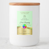 薄い緑の波状金ゴールドロゴモノグラム製品ラベル フードラベル (正面)