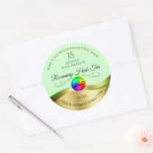 薄い緑の波状金ゴールドロゴモノグラム製品ラベル ラウンドシール (封筒)