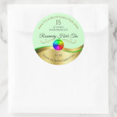 薄い緑の波状金ゴールドロゴモノグラム製品ラベル ラウンドシール (バッグ)