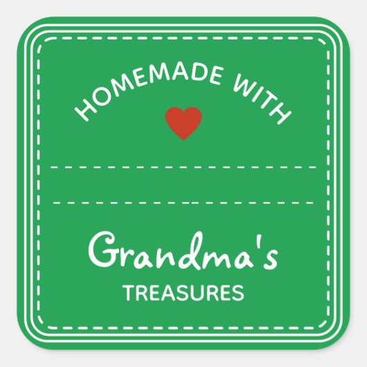 薄い緑の瓶のふたラベルのテキス空白のトボックスハート スクエアシール (正面)