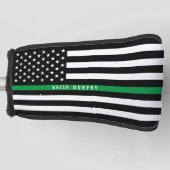 薄い緑の線のフラグのモノグラム ゴルフヘッドカバー (正面)