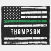 薄い緑の線のフラグパーソナライズされた軍隊 フリースブランケット (正面(横))