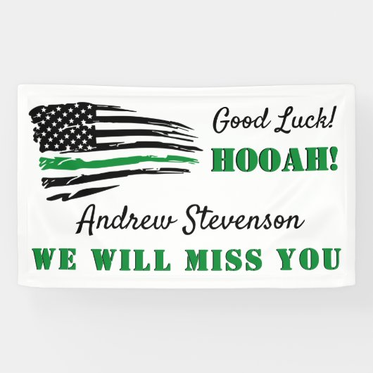 薄い緑の線のフラグ軍隊の進遠くに行パーティー 横断幕 (横)