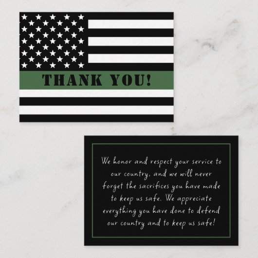 薄い緑の線のフラグ軍隊の高さ ノートカード (正面/裏面)