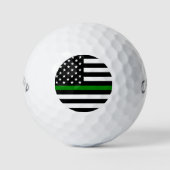 薄い緑の線のフラグ：愛国的な軍隊退役軍人 ゴルフボール (正面)
