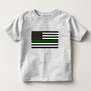 薄い緑の線のフラグ：愛国的な軍隊退役軍人 トドラーTシャツ