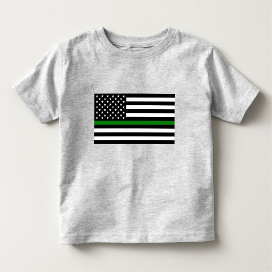 薄い緑の線のフラグ：愛国的な軍隊退役軍人 トドラーTシャツ (正面)