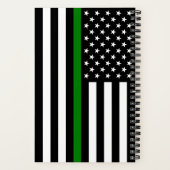 薄い緑の線のフラグ:愛国的な軍隊退役軍人 ノートブック (裏面)