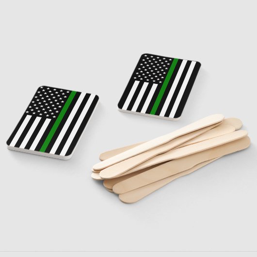 薄い緑の線のフラグ:愛国的な軍隊退役軍人 ハンドファン (組立なし)