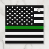 薄い緑の線のフラグ：愛国的な軍隊退役軍人 フェイバータグ (裏面)