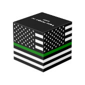 薄い緑の線のフラグ:愛国的な軍隊退役軍人 フォトキューブ (裏面アングル)