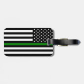 薄い緑の線のフラグ:愛国的な軍隊退役軍人 ラゲッジタグ (裏面横)