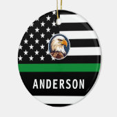 薄い緑の線のロパーソナライズされたゴ陸軍軍隊 セラミックオーナメント (左)