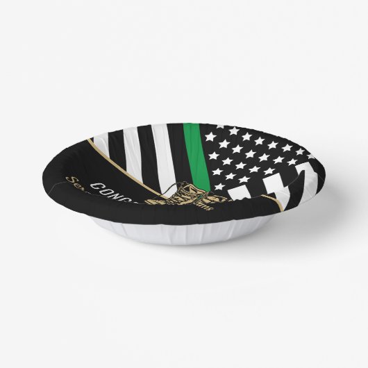 薄い緑の線の旗陸軍軍隊退職 ペーパーボウル (傾斜あり)