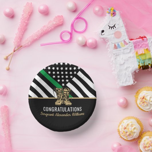 薄い緑の線の旗陸軍軍隊退職 ペーパーボウル (パーティー)