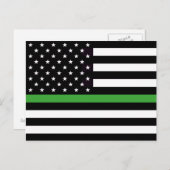 薄い緑の線の旗 ポストカード (正面/裏面)