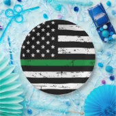 薄い緑の線フラグ軍隊退職パーティー ペーパープレート (パーティー)