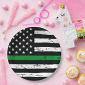 薄い緑の線フラグ軍隊退職パーティー ペーパープレート (パーティー)