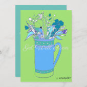 薄い緑カラフル良い花をマグカードで得る シーズンカード (正面/裏面)