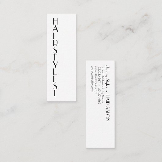 薄い縦のスタイルの文字 スキニー名刺 (正面/裏面)