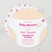 薄い肌とおむつピンク|ベビーシャワー招待状 招待状 (正面/裏面)